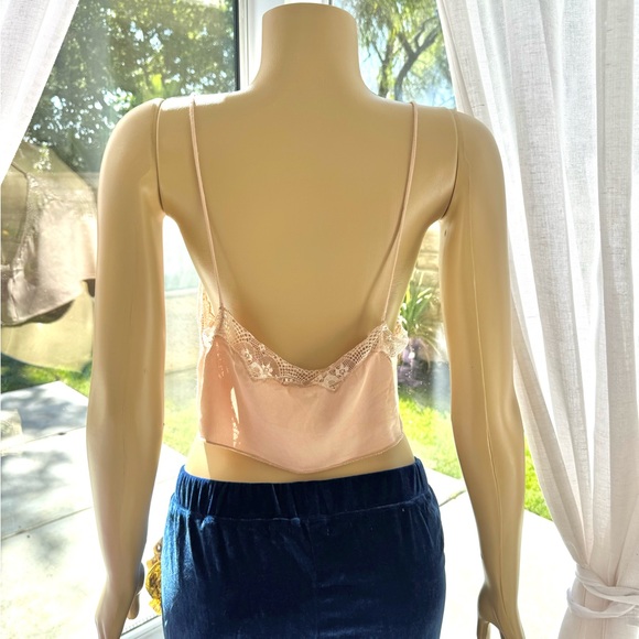 Free People Women's Pink Crop Top Size M Medium Floral Lace Sleeveless Satin - Picture 5 of 12